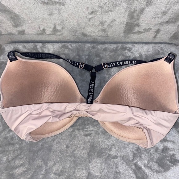 Victoria's Secret Uplift Demi Bra 36DDD Front Closure Logo Strap Nude Beige - Picture 7 of 10